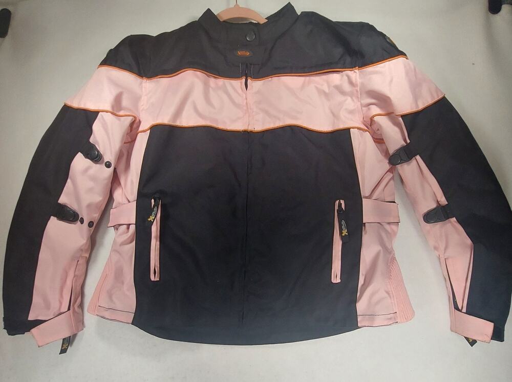 Xelement CF462 Women's 3X Black Pink Motorcycle Jacket Tri-Tex Armored Plus Size
